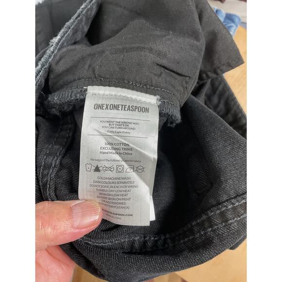 One Teaspoon Kicks Low Waist Kick Flared Denim Jeans - Black Oak Size 28 AU NWT - Picture 8 of 9